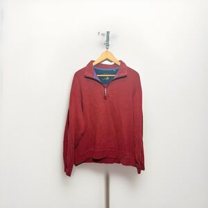 Orvis Men's Red 1/4 Zip Pullover Sweater Cotton Casual Outdoors Size L